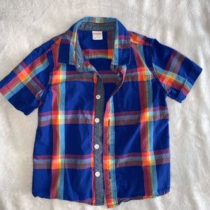 Gymboree- blue plaid short sleeve button down 4T
